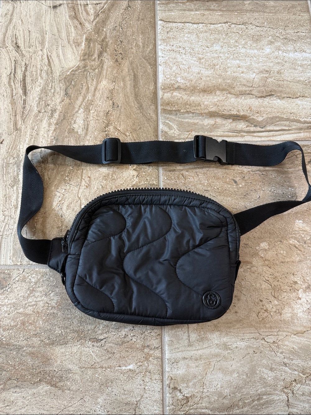 JOAN & DAVID QUILTED NYLON PASSPORT SLING BAG- BLACK